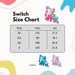 Roller Derby Switch Combo Adjustable Skates (4 sizes in one skate) Blue Stripes