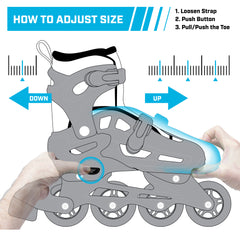 Roller Derby V-Tech 500 Inline Skates Adjustable Sizes US 6-9 (4 sizes in one skate)