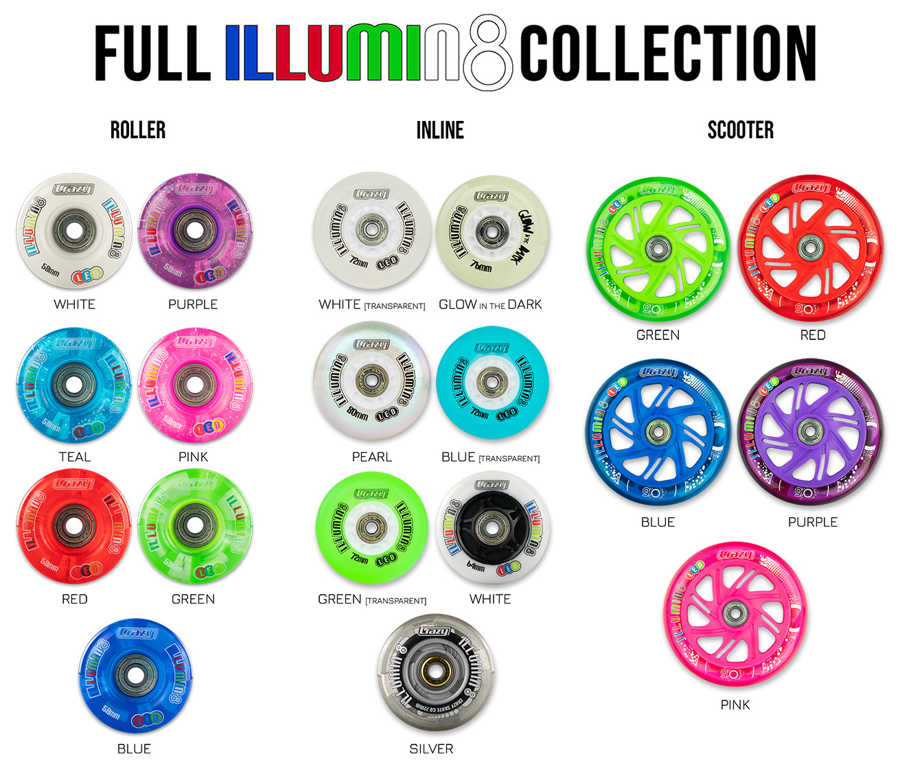 WHEEL LED LIGHT UP INLINE (roller blades) ASSORTED – Hockey Locker NZ