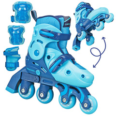 Roller Derby Switch Combo Adjustable Skates (4 sizes in one skate) Blue Stripes