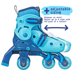 Roller Derby Switch Combo Adjustable Skates (4 sizes in one skate) Blue Stripes