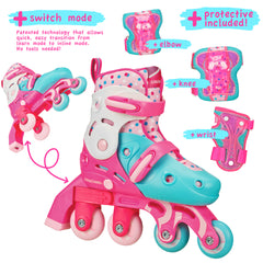 Roller Derby Switch Combo Adjustable Skates (4 sizes in one skate) Polka Dots