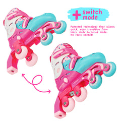 Roller Derby Switch Combo Adjustable Skates (4 sizes in one skate) Polka Dots