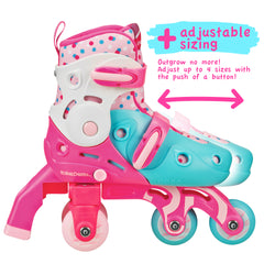 Roller Derby Switch Combo Adjustable Skates (4 sizes in one skate) Polka Dots