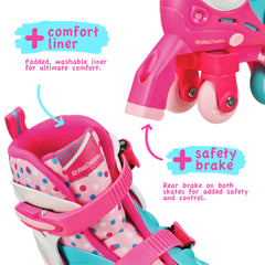 Roller Derby Switch Combo Adjustable Skates (4 sizes in one skate) Polka Dots