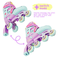 Roller Derby Switch Combo Adjustable Skates (4 sizes in one skate) Purple Stars
