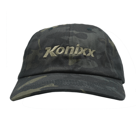Cap - Konixx Curved Visor Adjustable, Black camo with flat embroidered Konixx logo