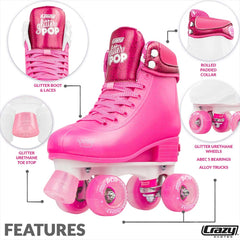 ROLLER SKATES Glitter POP Adjustable - Pink